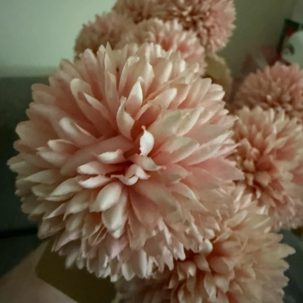 New set of 14/ Pink Floral  Pom Pom pics Bouquet - Home Accents
